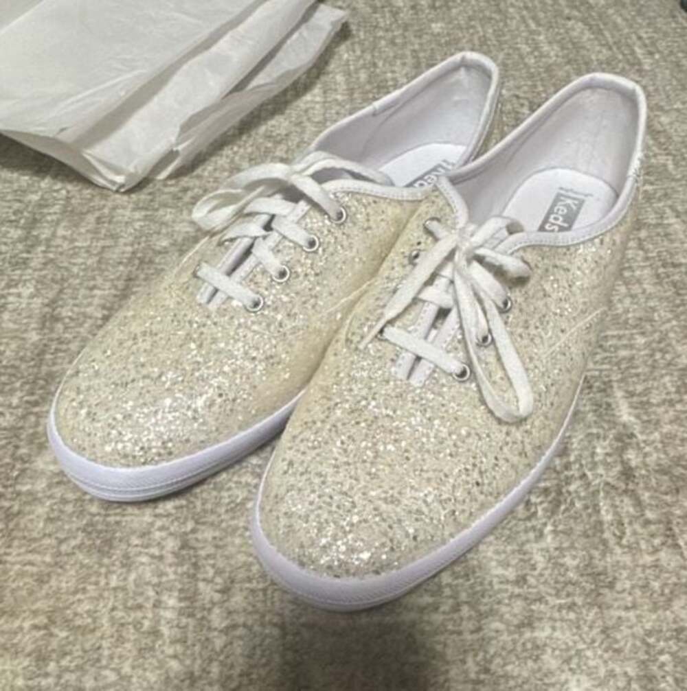 Keds Celebrations by Keds Glitter Lace-Up Sneakers white size 9.5